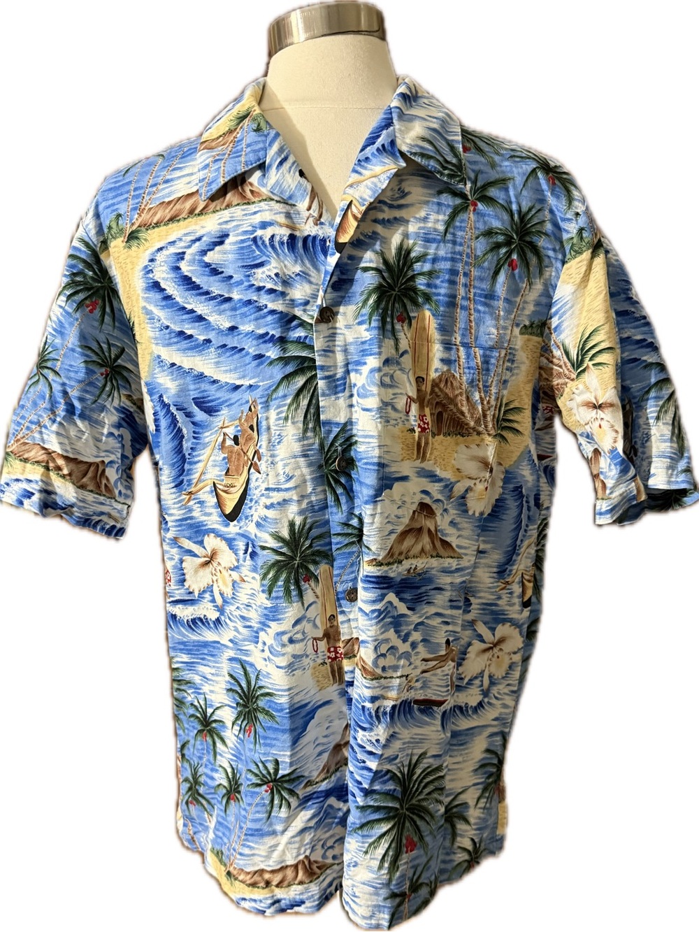 Hawaii Rooster Cotton Men's Aloha Shirt Large 100% cotton.